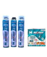 Пена монтажная 2 в 1 75 л, 750 мл, пистолетная, всесезонная, "MAXIMUM" MX 12585