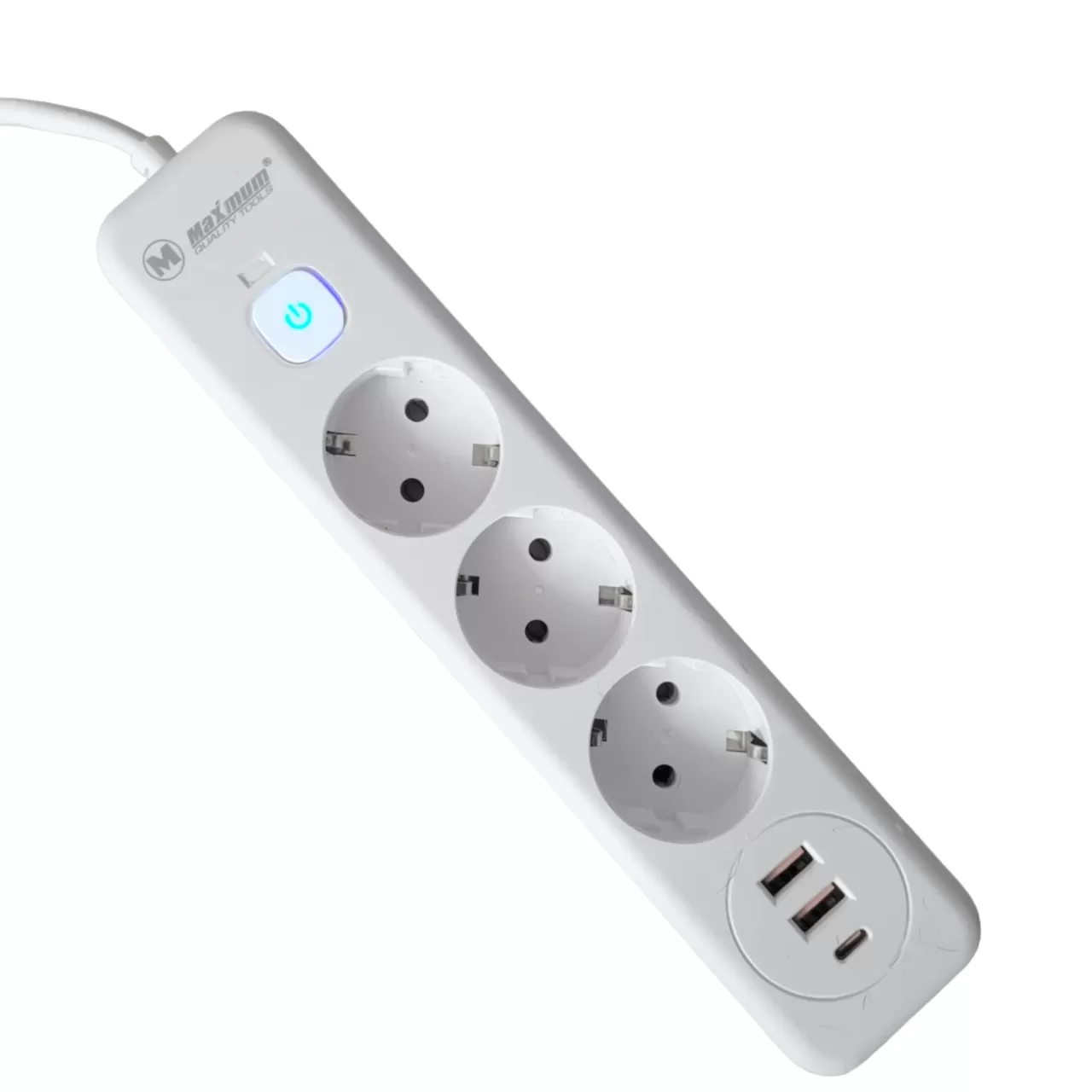 Удлинитель с заземлением 8 м, 3 розетки, 2 USB порта, Type C, "MAXIMUM" MX 12509 (2587) оптом